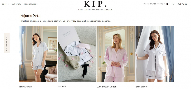 Screenshot of https://sleepinkip.com/collections/pajama-sets