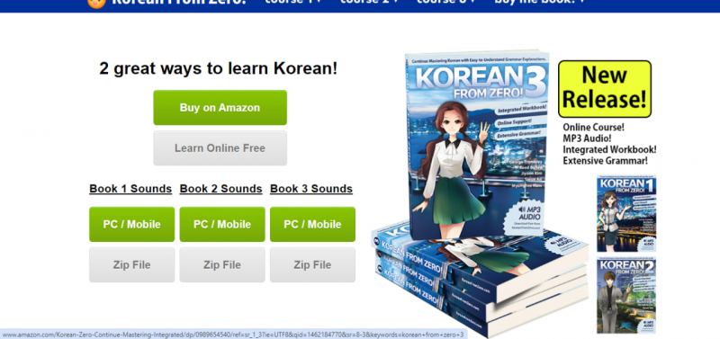 Screenshot of https://www.koreanfromzero.com/