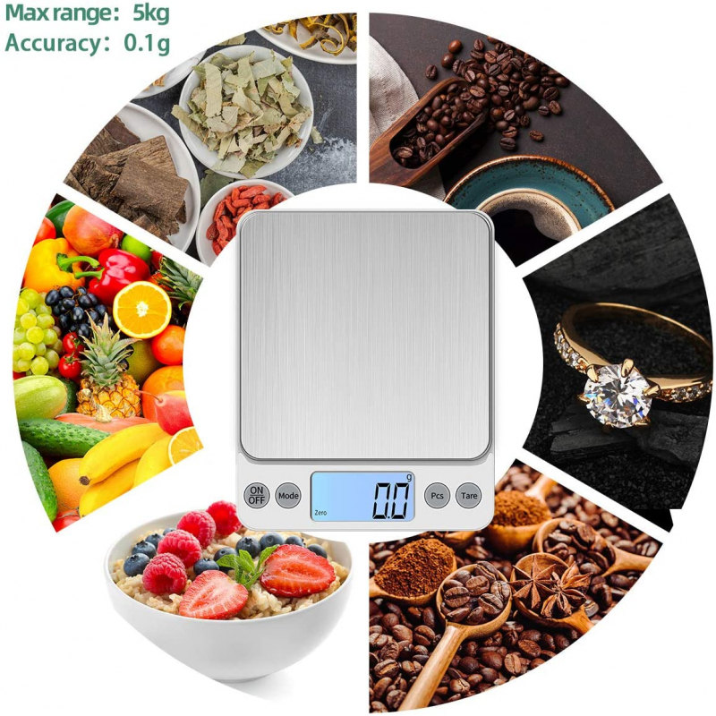 Digital Kitchen Scale Food Scale,Food Grade Balance Scale 0.1oz/1g  Increment,22 lb/10 kg,Backlit LCD Display Function for Weight Loss, Baking,  Cooking, Meal Prep & Keto Diet 