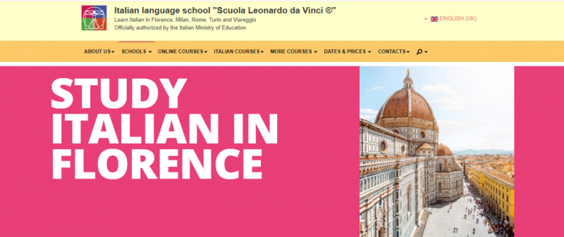 Screenshot of https://www.scuolaleonardo.com/Italian-language-school-Florence.html
