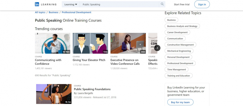 Screenshot of https://www.linkedin.com/learning/topics/public-speaking