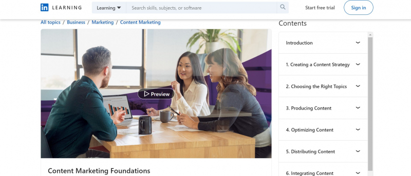 Screenshot of https://www.linkedin.com/learning/content-marketing-foundations