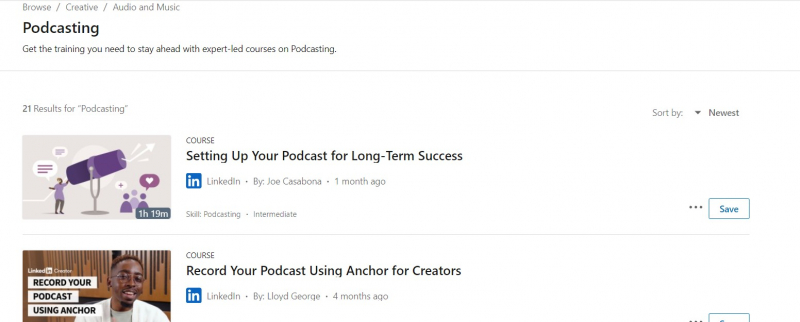 Podcasting courses on LinkedIn Learning