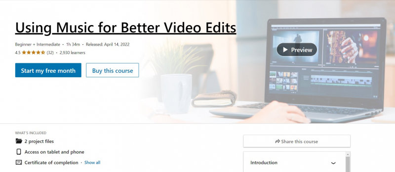 A video editing course on LinkedIn Learning