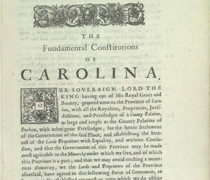 Fundamental Constitutions of Carolina -Photo: en.wikipedia.org