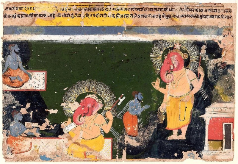Ganesha writing Mahabharata - Photo on Creazilla (https://creazilla.com/nodes/6806101-ganesa-writing-the-mahabharat-illustration)