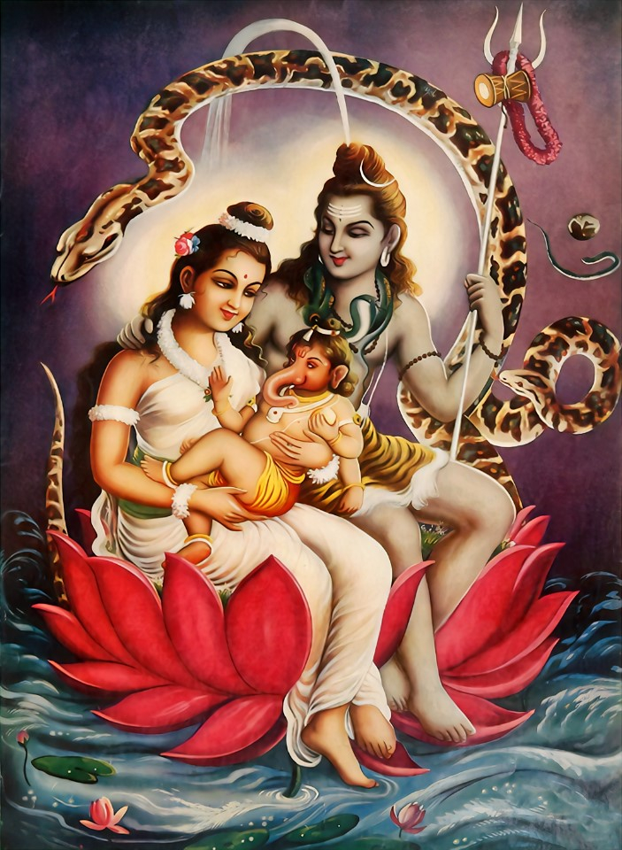 Goddess Parvati with Shiva and baby Ganesh - Photo on Creazilla (https://creazilla.com/nodes/3145551-goddess-parvati-with-shiva-and-baby-ganesh-illustration)