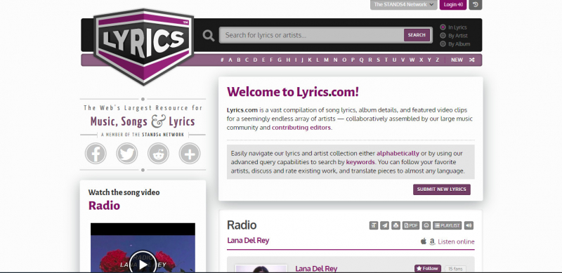 Screenshot of https://www.lyrics.com/