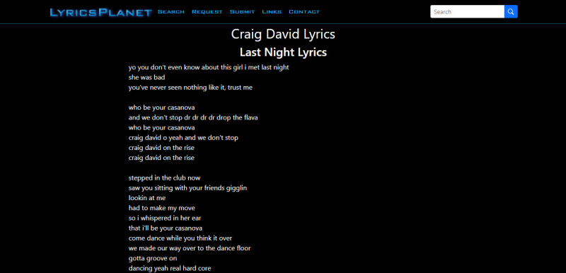 Screenshot of https://www.lyricsplanet.com/lyrics.php?id=3323