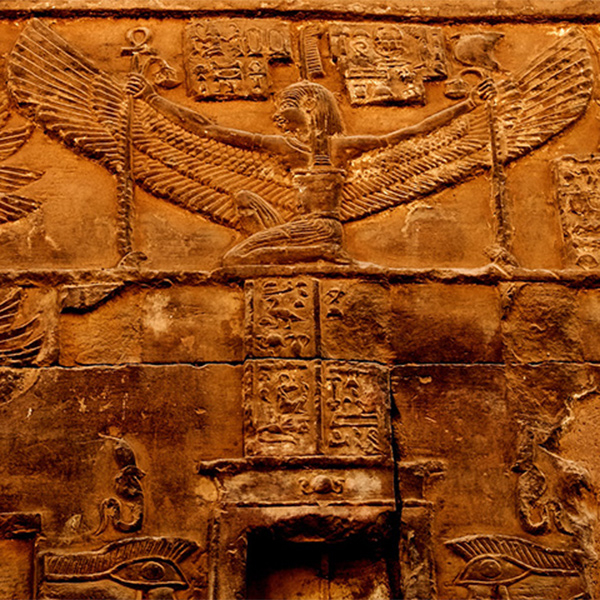 The deity Ma’at, in winged form, is seen on the side of the Temple of Sobek, Egypt. - Carlos Bustamante/Flickr