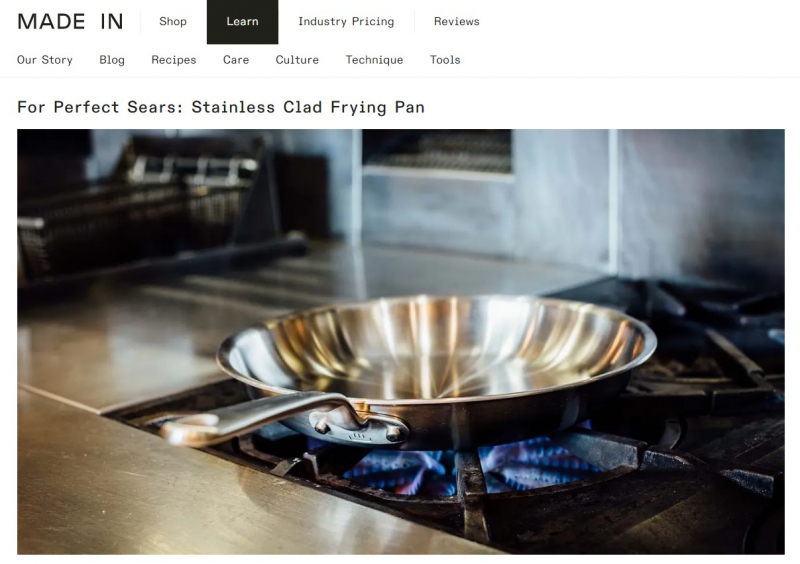 Screenshot of https://madeincookware.com/blogs/best-pan-for-steak