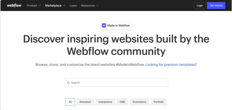 Screenshot via   https://webflow.com/made-in-webflow