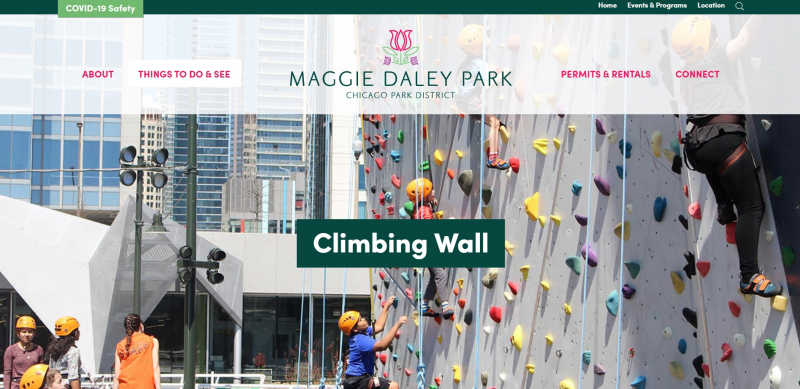 Maggie Daley Park, Chicago, IL, http://maggiedaleypark.com/things-to-do-see/climbing-wall/