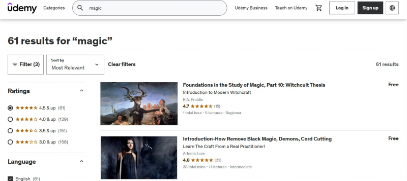 Screenshot of https://www.udemy.com/courses/search/?src=ukw&q=magic