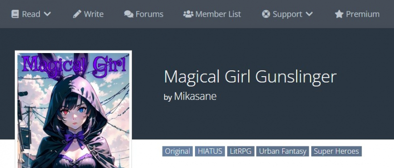 Screenshot of https://www.royalroad.com/fiction/48402/magical-girl-gunslinger