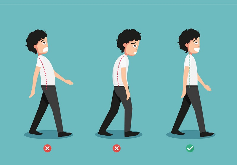 Walking and standing with correct posture