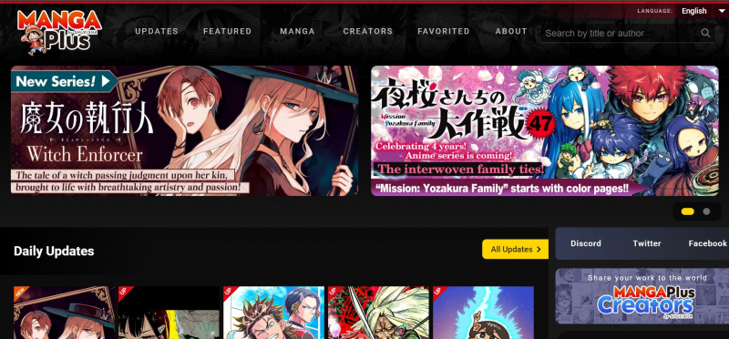 Screenshot of https://mangaplus.shueisha.co.jp/