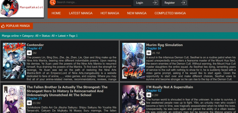 Screenshot of https://ww6.mangakakalot.tv/manga_list/?type=latest&category=Shounen&state=all&page=1