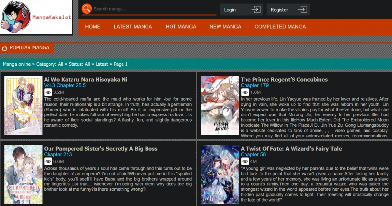 Screenshot of https://ww6.mangakakalot.tv/manga_list/?type=latest&category=Shoujo&state=all&page=1