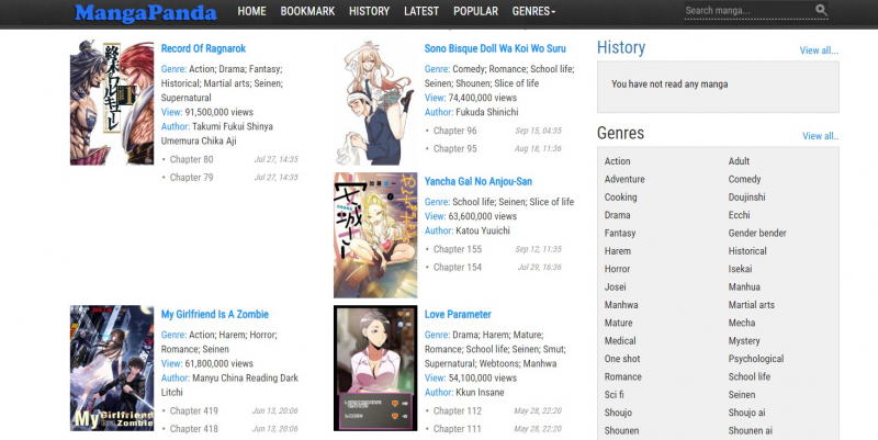 Screenshot of https://mangapanda.in/mangas/seinen