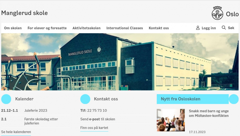 Screenshot of https://manglerud.osloskolen.no/