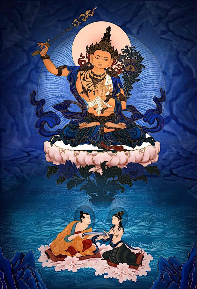 A beautiful thangka of Lord Manjushri by Jampay Dorje. - buddhaweekly.com