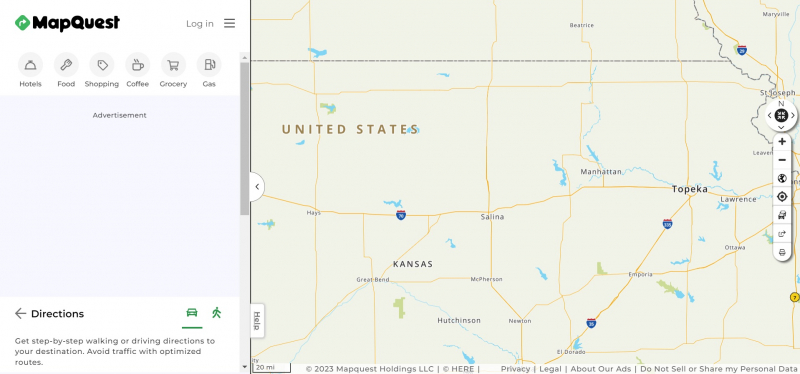 Screenshot of https://www.mapquest.com/
