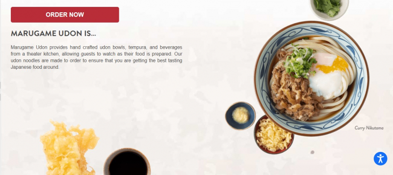 Marugame Udon offers bowls of udon noodles, tempura and handmade drinks from the theaters kitchen- Screenshot photo