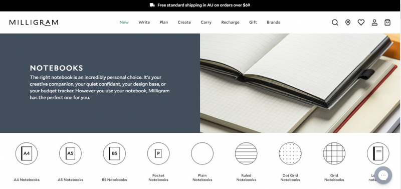 Milligram is designed for people who are passionate about creating, writing, crafting, drawing and designing- Screenshot photo