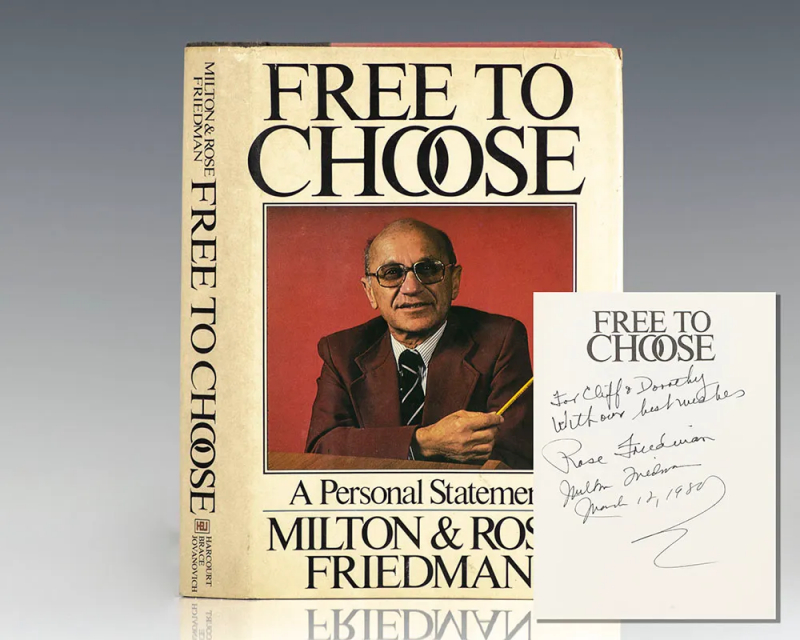 Photo: Free To Choose Milton Friedman First Edition Signed Rare