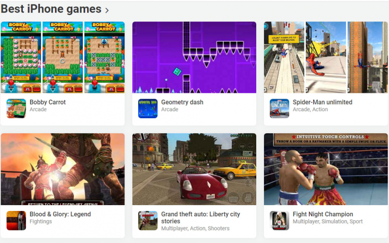 Screenshot of https://mob.org/en/iphone/games