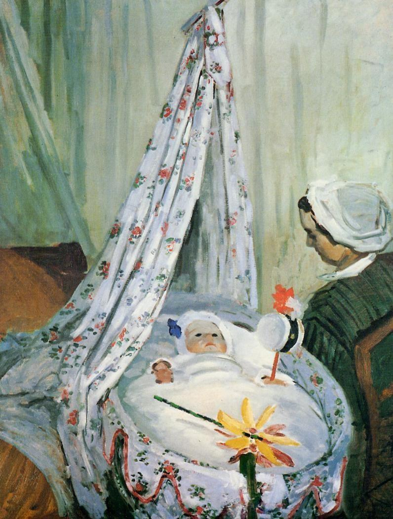 Monet paints his son Jean Monet in his cradle and his wife Camille Doncieux - fineartamerica.com