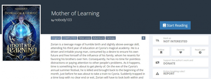 Screenshot of https://www.royalroad.com/fiction/21220/mother-of-learning