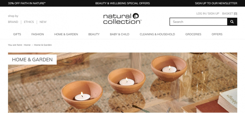 Screenshot of https://www.naturalcollection.com/product/home-and-garden/