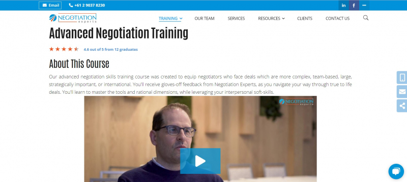 Screenshot of https://www.negotiations.com/training/executive-negotiation/