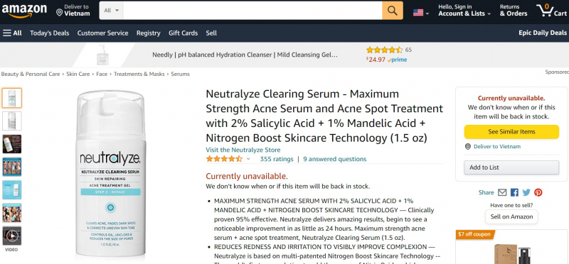 Neutralyze Clearing Acne Serum,https://www.amazon.com/