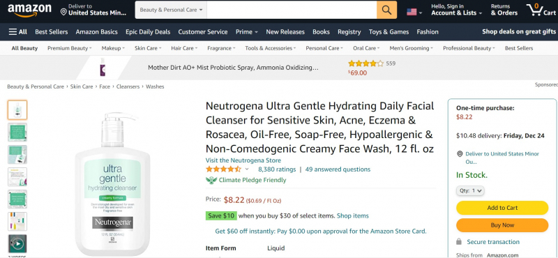 Neutrogena's Ultra Gentle Hydrating Cleanser,https://www.amazon.com/