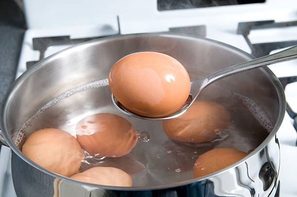 Never drop poached eggs from the shell into boiling water