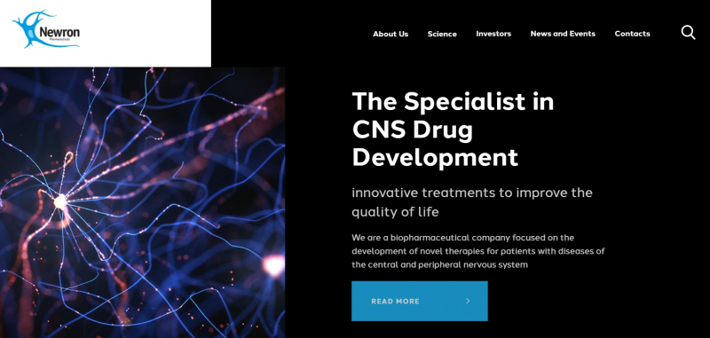 Screenshot of ﻿Newron Pharmaceuticals S.p.A  website