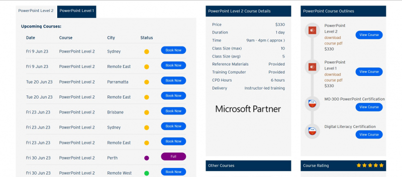 Screenshot of https://nexacu.com.au/microsoft-powerpoint-training-courses/
