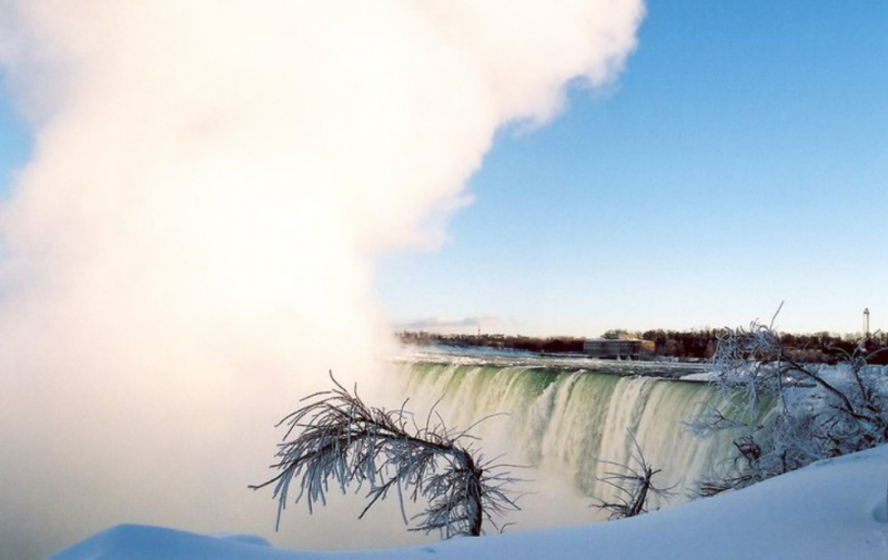 Niagara Falls in winter on a cool day