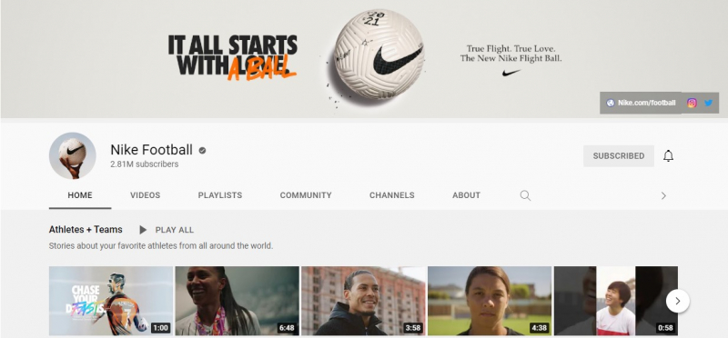 You can find a lot of products like Nike's latest kits and shoes at this Youtube channel - Screenshot photo