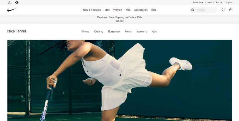 Screenshot via nike.com/tennis