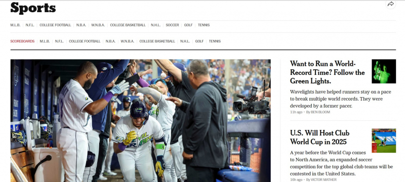 Screenshot of https://www.nytimes.com/section/sports