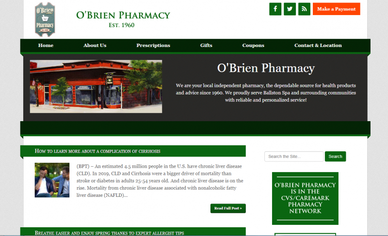 O'Brien Pharmacy Website - - Image source: https://obrienpharmacy.com