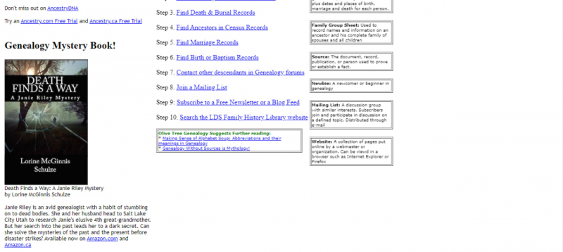 Screenshot of http://www.olivetreegenealogy.com/beginner/