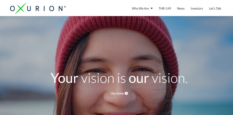 Screenshot of Oxurion website
