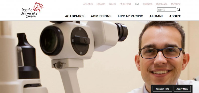 Screenshot of https://www.pacificu.edu/optometry/