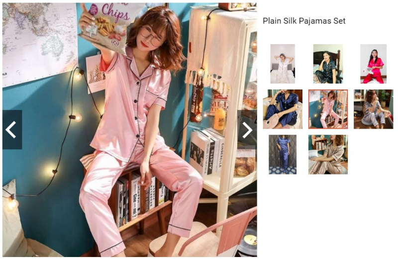 Screenshot of https://shopee.ph/Plain-Silk-Pajamas-Set-i.326013209.7969344878