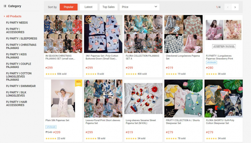 Screenshot of https://shopee.ph/pajama_party_philippines#product_list
